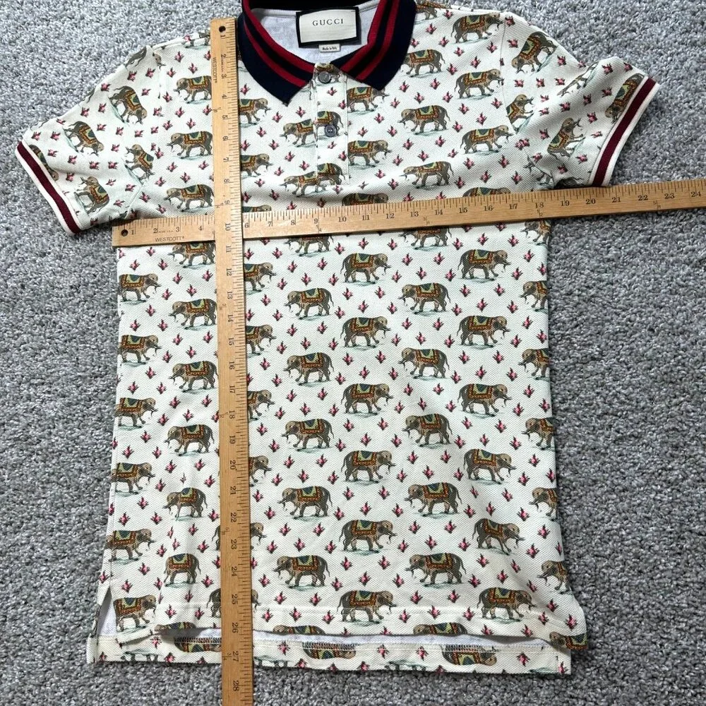 Gucci Mens Sz Small Elephant Print Polo Shirt